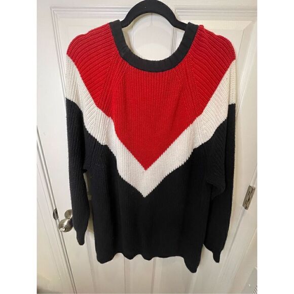Express women’s oversized sweater blue red white medium - Picture 2 of 6